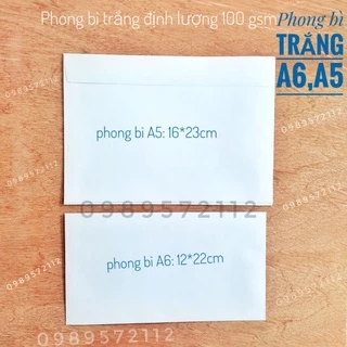 Phong bì trắng A6,A5 định lượng 100gsm