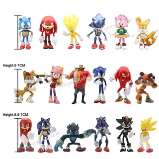 6 Cái / bộ Super Sonic The Hedgehog Doll Hình Hành Động Siêu Âm Chuột Trang Trí Mô Hình Bánh Trang Trí Đồ Chơi