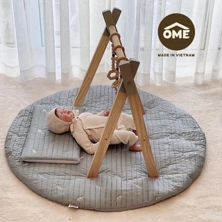 Đệm tròn (thảm tròn) chần bông vỏ thêu cao cấp OME cho bé [sishibaby]