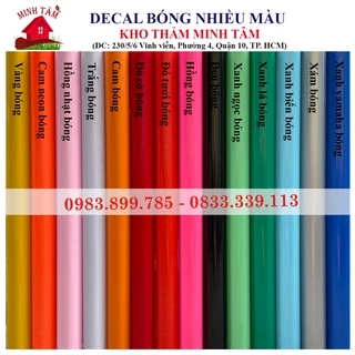 [ Khổ 1,2m - Loại nhám và bóng ] Decal màu - Giấy dán tường , bàn , tủ có sẵn keo màu trơn