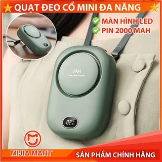 Quạt đeo cổ mini, Quạt tích điện để bàn. Màn hình Led, Pin 2000mah sử dụng đến 8h MIJIAMART