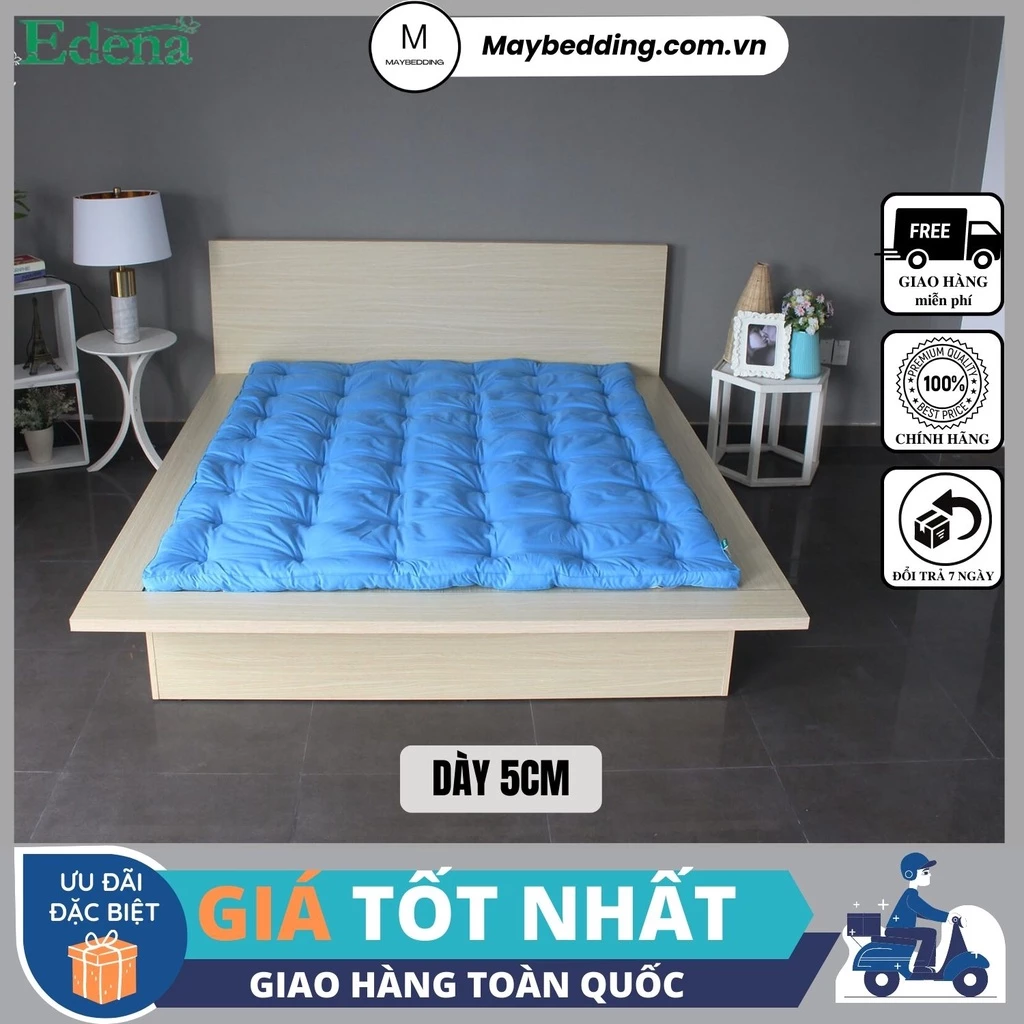 Topper Deluxe EDENA, Tấm Lót, Làm Mềm Nệm (Màu Xanh Dương) - Hàng Chính Hãng