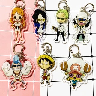 ( Mica trong acrylic ) Móc khóa One Piece Đảo Hải Tặc ver đồ trắng quà tặng xinh xắn dễ thương in hình anime chibi