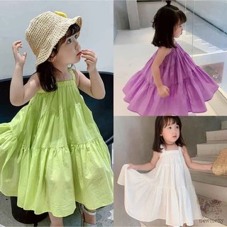  Đầm Chất Liệu Vải Cotton Dễ Thương Xinh Xắn Thời Trang Hàn Quốc Cho Bé