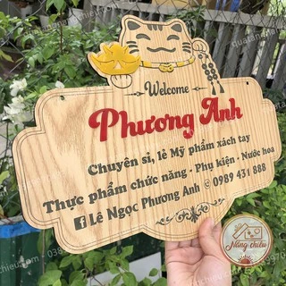 Bảng gỗ hình mèo thần tài, mang lại may mắn cho shop bán hàng, decor cửa hàng, quán cà phê , trang trí shop