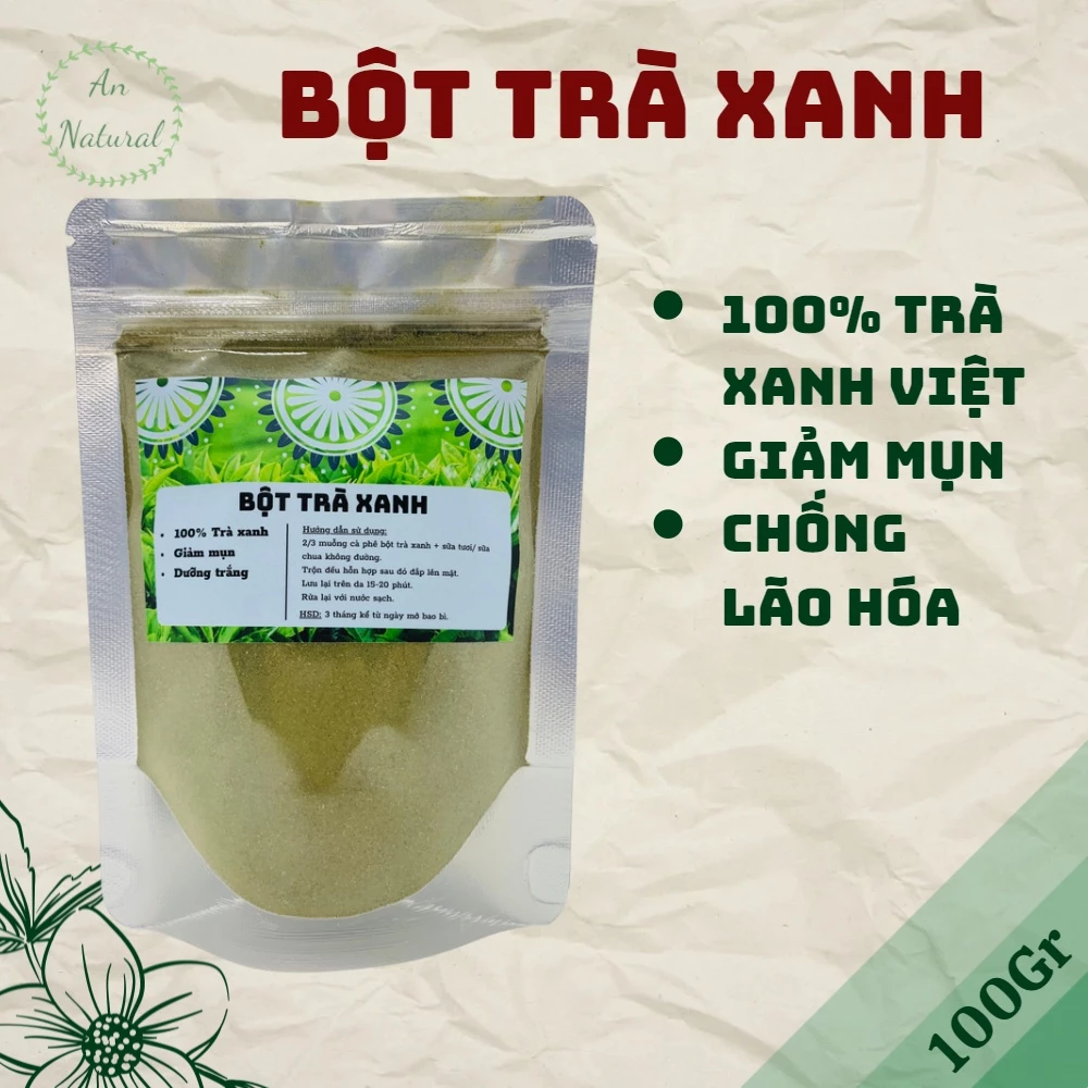 100Gr Bột Trà Xanh Đắp Mặt Nguyên Chất Organic - Mỹ phẩm Handmade