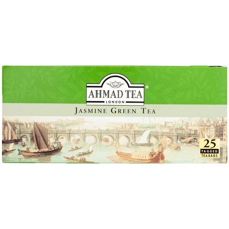 Trà Ahmad vị Nhài (Jasmine Green Tea) (Hộp giấy 50gram - 25 túi lọc không có bao thiếc)