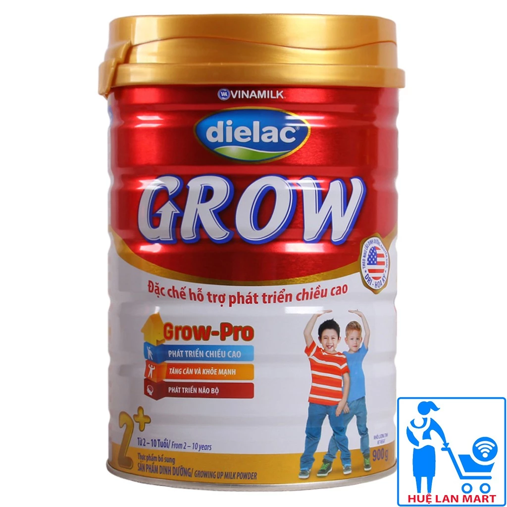 [CHÍNH HÃNG] Sữa Bột Vinamilk Dielac Grow 2+ Hộp 900g (Cho bé 2-10 tuổi)