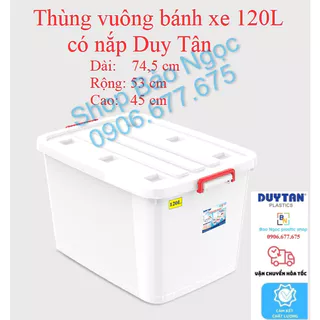 Thùng nhựa bánh xe dựng đồ Duy Tân 120L chọn màu quai