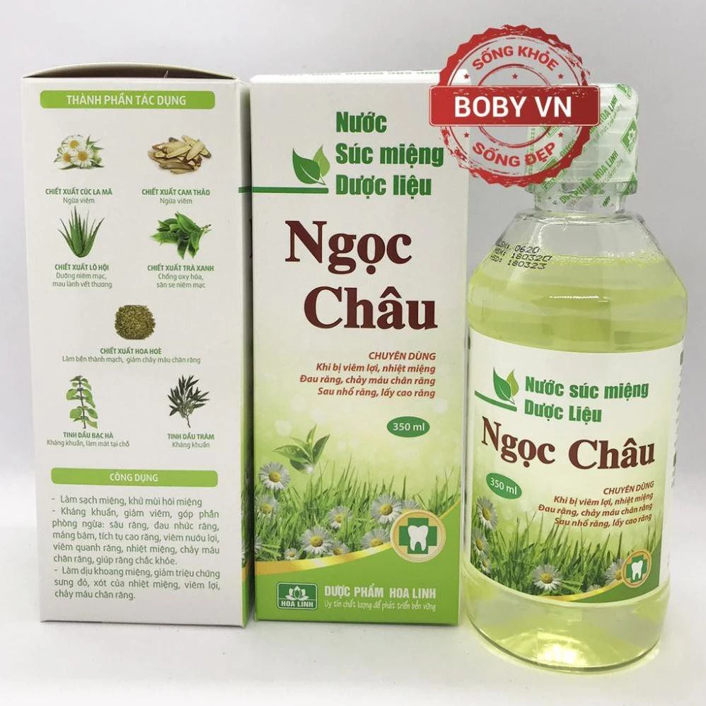 Nước súc miệng dược liệu Ngọc Châu của Dược Hoa Linh - Chuyên dùng khi bị viêm lợi, nhiệt miệng, chảy máu chân răng