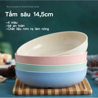 Set 1/4 đĩa thức ăn bằng chất liệu rơm lúa mì an toàn tiện dụng cho bé 14.5cm
