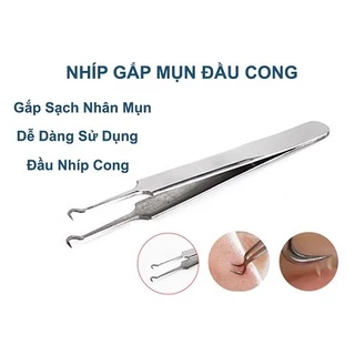 Nhíp Gắp Mụn Trứng Cá Đầu Cong - Nhíp Đa Năng Thép Không Gỉ