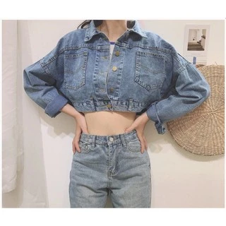 ÁO KHOÁC JEAN NỮ 4 CÚC SAU LƯNG (XANH JEAN) CROPTOP SIÊU HOT 1446