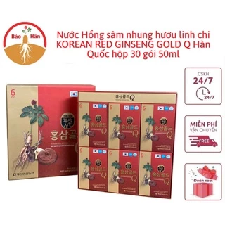 Nước Hồng sâm nhung hươu linh chi KOREAN RED GINSENG GOLD Q Hàn Quốc hộp 30 gói 50ml
