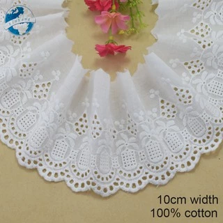 10cm Rộng 100% cotton Ren Cạnh Thêu Ren diy trims mini Đầm Ren Ruy Băng Quần Áo Phụ Kiện 3721