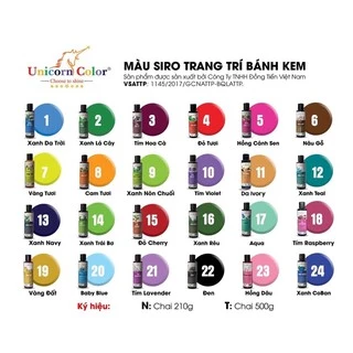 Màu thực phẩm Unicorn 210gr các màu