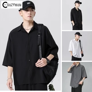 Áo sơ mi tay ngắn nam nữ unisex form rộng basic,áo sơ mi nam tay lỡ chất vải đũi trơn Hàn Quốc cao cấp