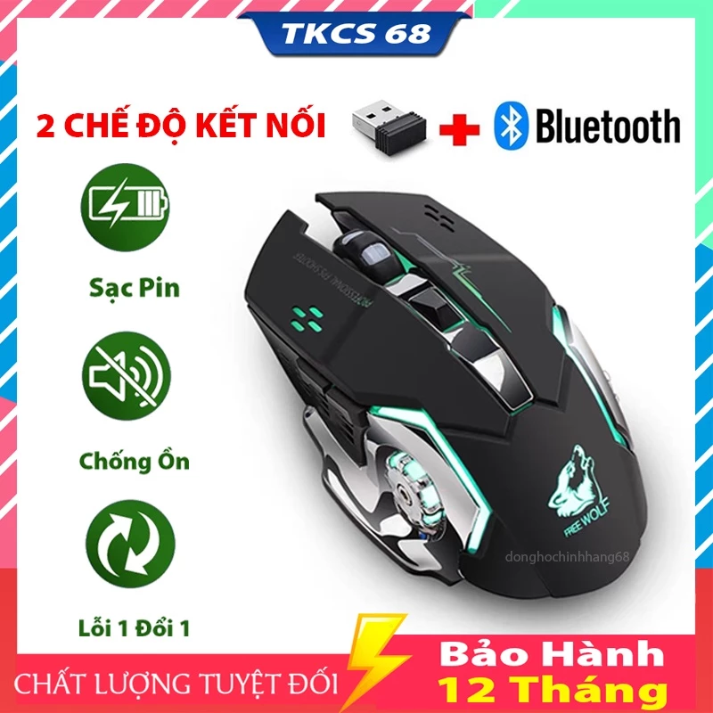 Chuột Không Dây Bluetooth Gaming Chơi Game Cực Đã Dùng Pin Sạc, Click Không Gây Tiếng Ồn Bảo Hành 12 Tháng