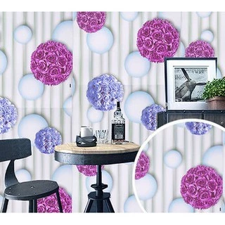 DECAL 1m Giấy dán tường khổ rộng 45cm ( có sẵn keo ) - HOA TÚ CẦU XANH HỒNG ELL302