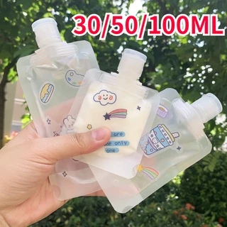 Túi Nhựa Nắp Lật Trong Suốt Đựng Dung Dịch Trang Điểm 30 / 50 / 100ml