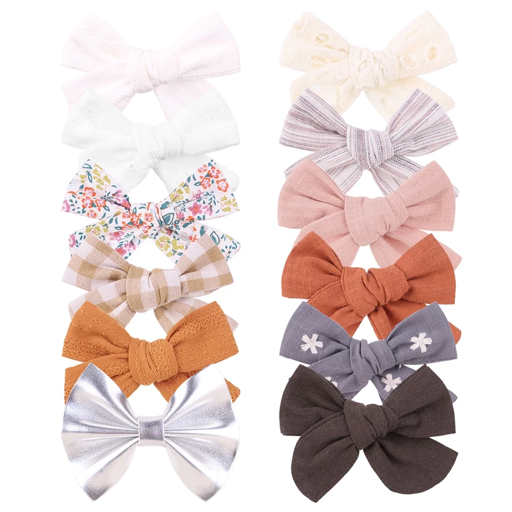 1 Kẹp tóc KIDSBOWS hình nơ họa tiết sọc caro/hoa/trơn dễ thương dành cho bé gái