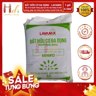 Đất Sạch Đất Hữu Cơ Đa Dụng Lavamix  6.5dm3(2.5 - 2.8kg) Trồng Rau Sạch Hoa Kiểng Bằng Đất Sạch, Xơ Dừa, Phân Bón Hữu Cơ