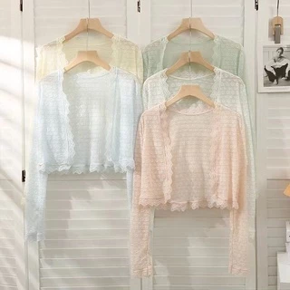 Áo Khoác cardigan Mỏng Chống Nắng Viền Ren Thời Trang Mùa Hè