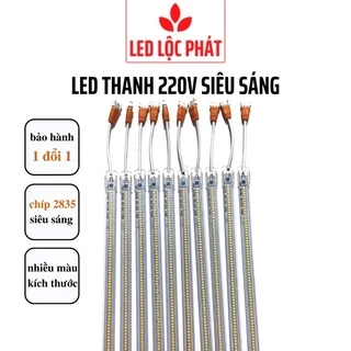 Đèn led thanh 220v 1m 50cm 30cm chip 2835 siêu sáng, led thanh 220v bọc nhựa dùng điện trực tiếp