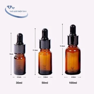 Bộ 10 Chai Thủy Tinh Bóp Giọt 50ml Đựng Tinh Dầu