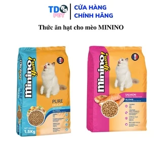 Thức ăn hạt cho mèo Minino cao cấp 2 vị hải sản cá hồi gói 350gram thơm ngon chính hãng phân phối TDPET