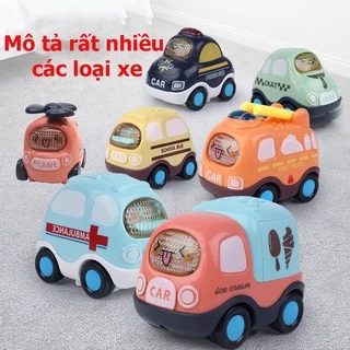 Xe ô tô đồ chơi cho bé chạy đà quán tính mô tả xe cảnh sát, cứu hỏa, taxi, bus đẹp dễ thương