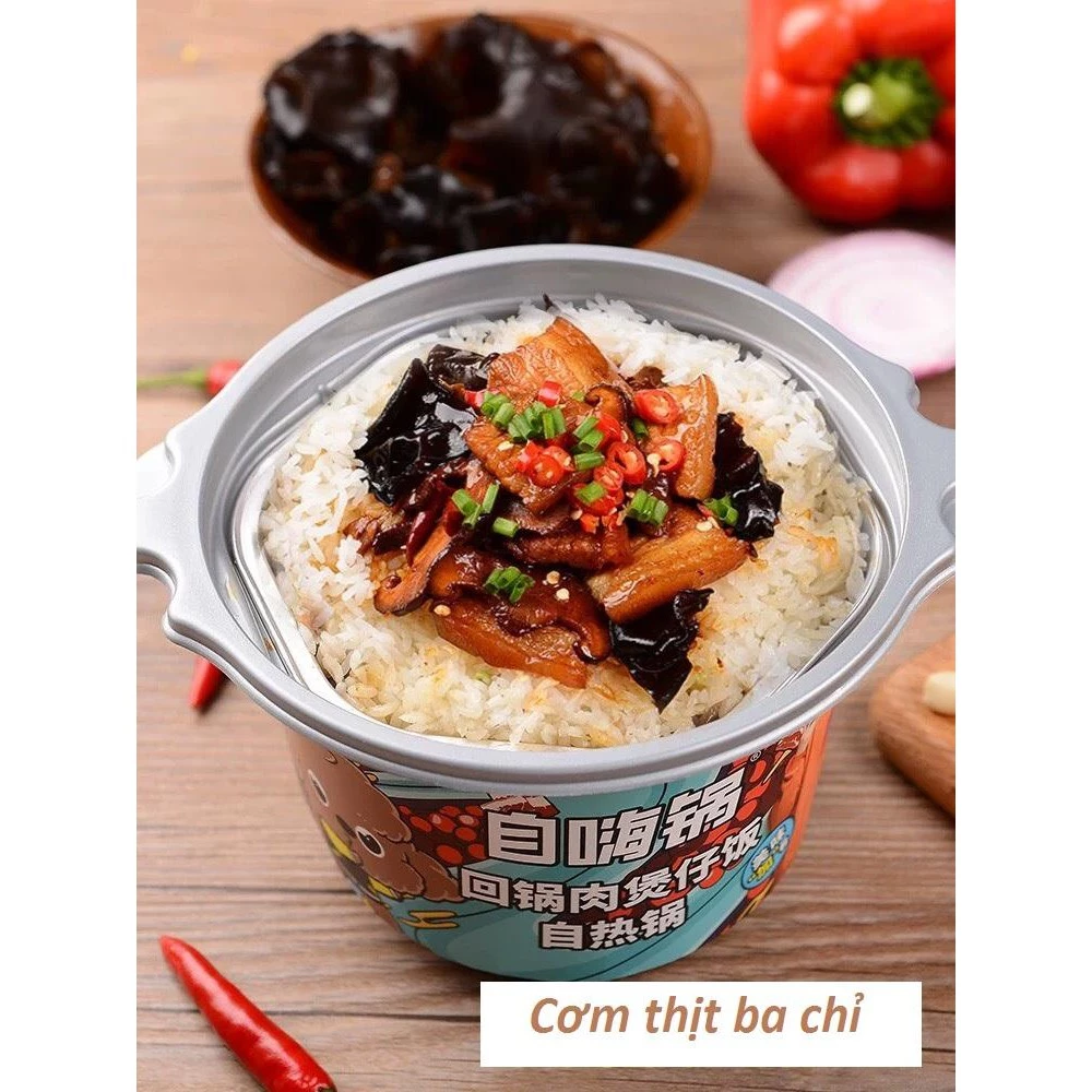 Cơm tự sôi hộp tròn - Thịt ba chỉ