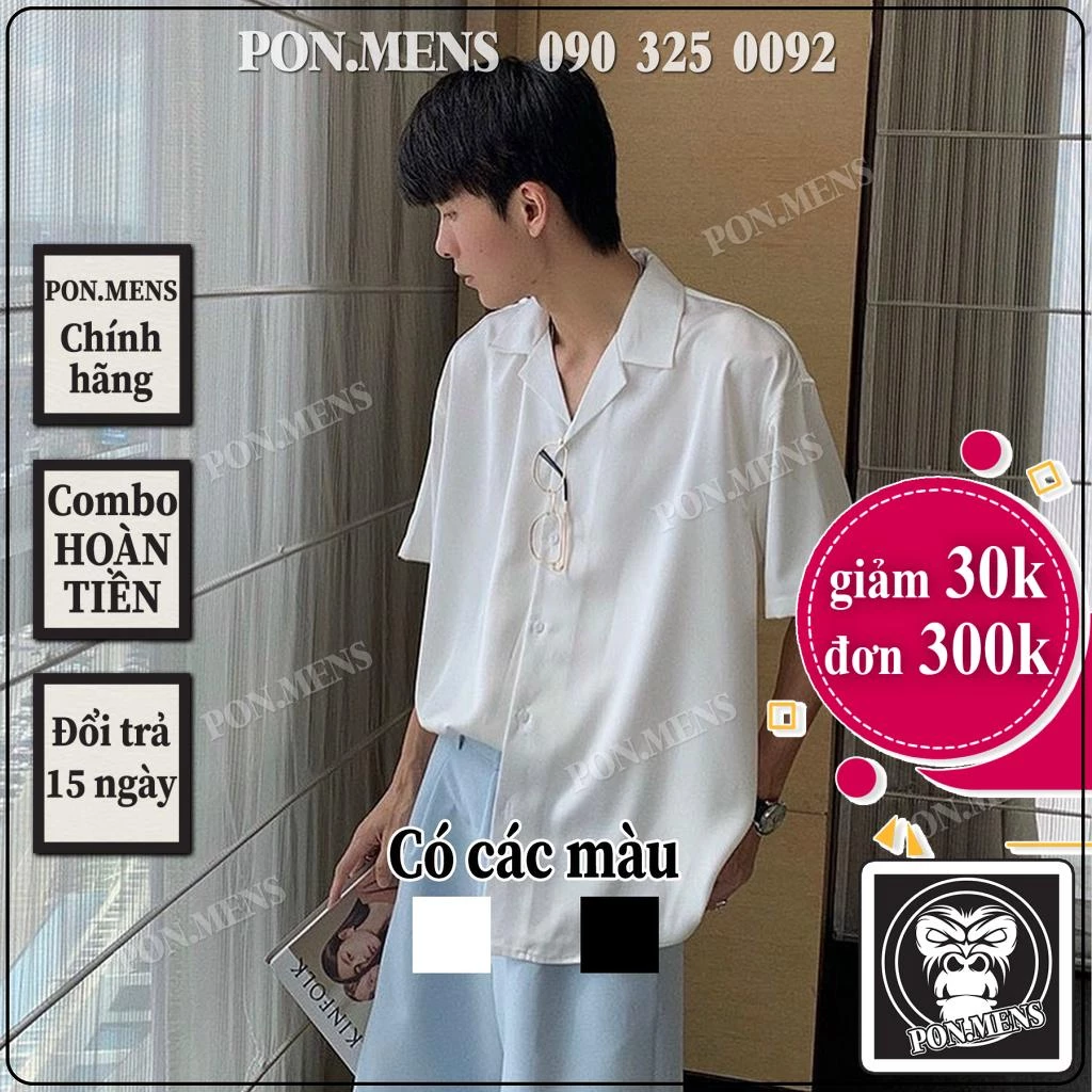 [sale xả kho] áo sơ mi form rộng tay lỡ nam nữ unisex vải thôi mặc hè mát 2022 Pon.mens