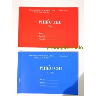 Phiếu thu, Phiếu chi - Giấy carbon đẹp ( 2 liên, 3 liên - A5 )