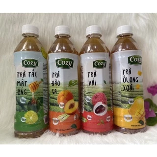 1 Thùng Trà Hoa Quả Cozy Đào ,Vải,Tắc Mật Ong, Ô Long Xoài /24 Chai*445ml