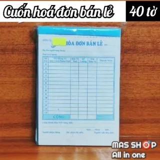 [Lẻ 1 cuốn] hoá đơn bán lẻ 1 liên 40 tờ