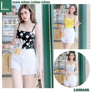 Áo hai dây hoa cúc kiểu dáng hàn quốc ulzzang, Áo 2 dây thun tăm - LAMASS