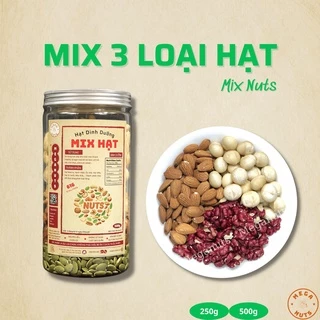 Hạt Mix 3 Loại Cao Cấp Meganuts - Ngũ cốc dinh dưỡng Mix hạt Nhân Macca, Óc chó đỏ, Hạnh Nhân ăn kiêng, mẹ bầu 500g