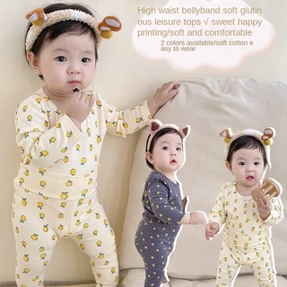 Bé Gái Bé Trai In Hình Chanh 0 ~ 4 Tuổi Bộ Đồ Ngủ Trẻ Em Cotton Ấm Áp Homewear