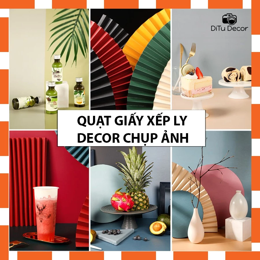 Quạt giấy chụp ảnh - Quạt xếp ly decor nhiều màu, làm phụ kiện trang trí - Ditu Decor