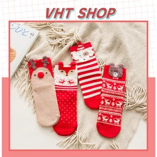 Tất cổ cao nữ, vớ cổ cao vải cotton co giãn nữ giáng sinh Noel xinh xắn TC78 - VHT SHOP