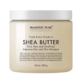 Bơ Shea 100% nguyên chất không lọc Majestic Pure Shea Butter 453gr USA