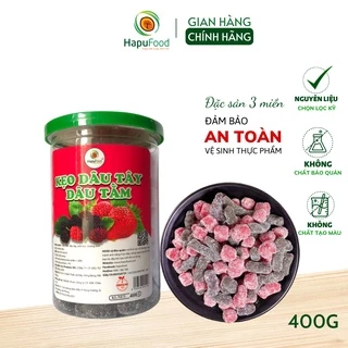 Kẹo dâu tây dâu tằm HAPUFOOD hũ 400G, đặc sản Đà Lạt- Đồ ăn vặt cho mẹ và bé