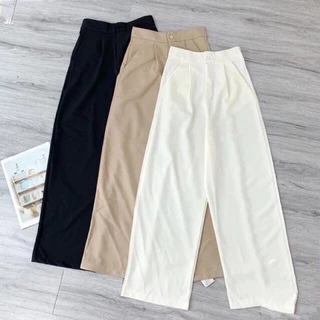 Quần culottes đũi dáng dài ống rộng siêu Hot dáng suông - cạp chun khoá thật siêu mát