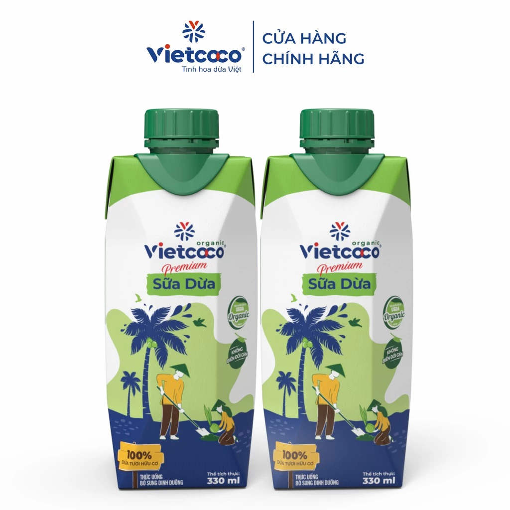 [COMBO 2 HỘP] Sữa dừa Organic UHT Vietcoco - hộp 330ml
