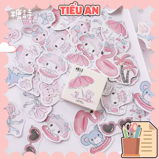 Bộ Sticker / Hình dán Kiểu Bé Thỏ Hồng Xinh Xắn (45 Hình)