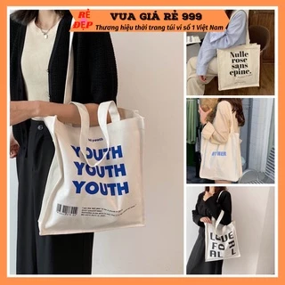 Túi tote vải canvas giá rẻ đeo chéo đi học có khóa kéo phong cách Ulzzang TT500