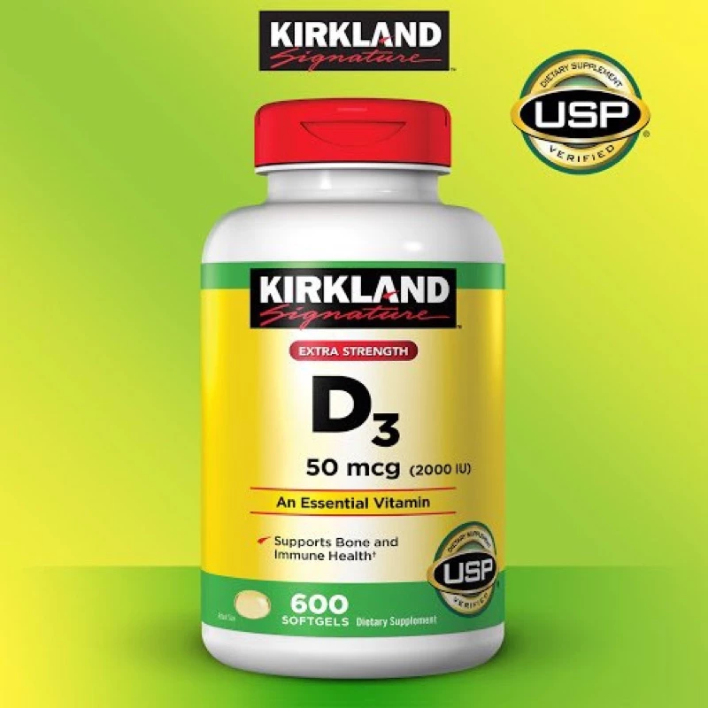 Viên uống Kirkland Vitamin D3 2000IU chai 600 viên Date 2026