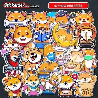 Sticker Chó Shiba Dễ Thương 🌈𝑭𝒓𝒆𝒆𝒔𝒉𝒊𝒑 Decal Chống Thấm Nước, Sticker Dán Mũ Bảo Hiểm, Dán Vali, Laptop, Đàn Guitar ANI13