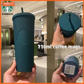 710Ml/24Oz Pha Lê Sầu Riêng Ống Hút Cốc Starbucks Rực Rỡ Kim Cương Ống Hút Nhựa 2 Lớp Cà Phê Cốc Tập Uống Lạnh uống